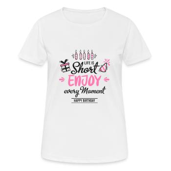 Joyeux anniversaire - T-shirt respirant Femme - blanc - Devant - AI Model Female 172 dark (172cm)