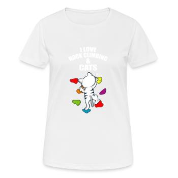 I Love Rock Climbing And Cats Kletterer und Katze - Frauen T-Shirt atmungsaktiv - Weiß - Vorne - AI Model Female 172 dark (172cm)