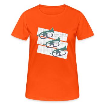 Beautiful flugelhorn graphic - Women's Breathable T-Shirt - neon orange - Front - AI Model Female 172 dark (172cm)