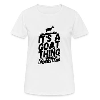 Chèvre billy goat disant comprendre - T-shirt respirant Femme - blanc - Devant - AI Model Female 172 dark (172cm)