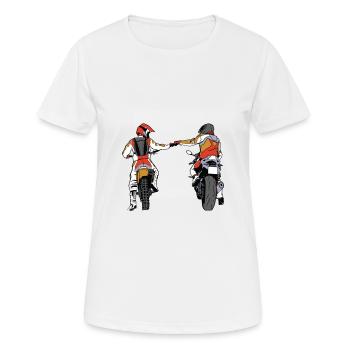 Les motocyclistes se donnent le poing du ghetto - T-shirt respirant Femme - blanc - Devant - AI Model Female 172 dark (172cm)