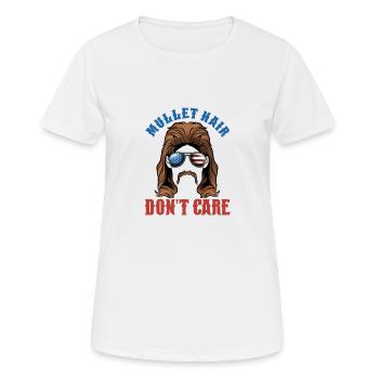 Mullet Hair dont Care Vokuhila T-Shirt Statement - Frauen T-Shirt atmungsaktiv - Weiß - Vorne - AI Model Female 172 dark (172cm)