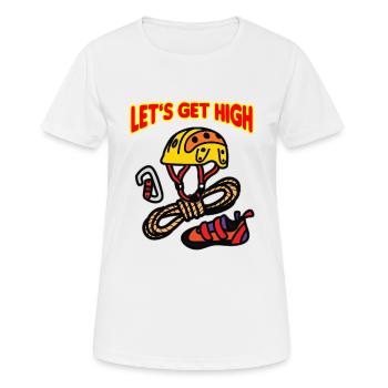 LETS GET HIGH Klettern - Frauen T-Shirt atmungsaktiv - Weiß - Vorne - AI Model Female 172 dark (172cm)