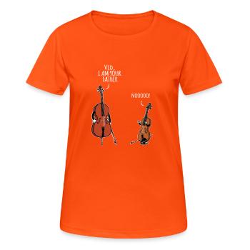 Violine Cello Ich bin dein Vater - Frauen T-Shirt atmungsaktiv - Neonorange - Vorne - AI Model Female 172 dark (172cm)