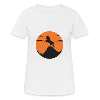 Cavalier équestre montagne équestre - T-shirt respirant Femme - blanc - Devant - AI Model Female 172 dark (172cm)