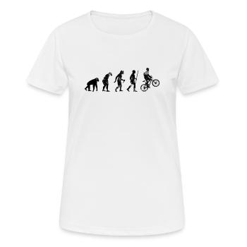 Fahrrad Evolution Affe Mensch Homo bicycle - Frauen T-Shirt atmungsaktiv - Weiß - Vorne - AI Model Female 172 dark (172cm)