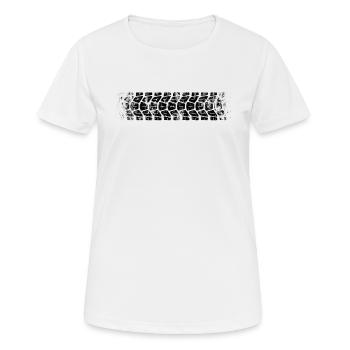 Bicycle motorcycle tire track imprint - Women's Breathable T-Shirt - white - Front - AI Model Female 172 dark (172cm)