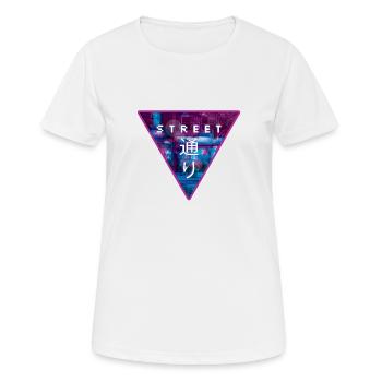Street Japan - Synthwave Aesthetic Retrowave - Frauen T-Shirt atmungsaktiv - Weiß - Vorne - AI Model Female 172 dark (172cm)