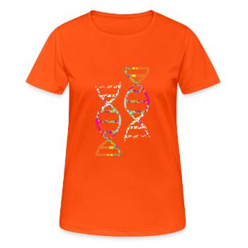 DNA-Molekül Biologe oder ein Genetiker Geschenk - Frauen T-Shirt atmungsaktiv - Neonorange - Vorne - AI Model Female 172 dark (172cm)