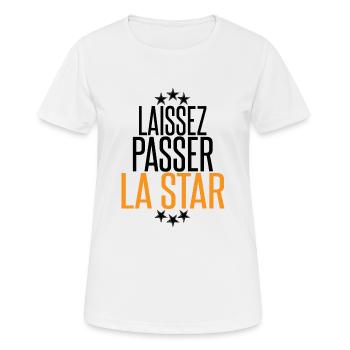 Laisse passer la Star Design Fun Running - T-shirt respirant Femme - blanc - Devant - AI Model Female 172 dark (172cm)