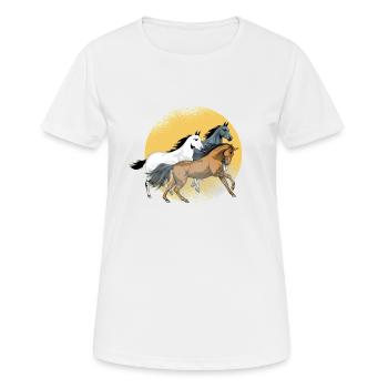 Chevaux sauvages Chevaux de course - T-shirt respirant Femme - blanc - Devant - AI Model Female 172 dark (172cm)