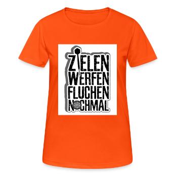Zielen Werfen Fluchen Nochmal - Frauen T-Shirt atmungsaktiv - Neonorange - Vorne - AI Model Female 172 dark (172cm)