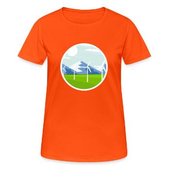 Mountains and wind energy Sustainable energy - Women's Breathable T-Shirt - neon orange - Front - AI Model Female 172 dark (172cm)