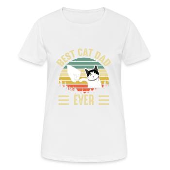 Best Cat Dad Ever Funny Kitten Cat Fist Bump Retro - Women's Breathable T-Shirt - white - Front - AI Model Female 172 dark (172cm)