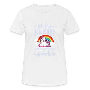 Ich bin klein aber Scheiss gefährlich - Frauen T-Shirt atmungsaktiv - Weiß - Vorne - AI Model Female 172 dark (172cm)