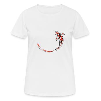 Koi Elegant Logo Asien Japan Fisch - Frauen T-Shirt atmungsaktiv - Weiß - Vorne - AI Model Female 172 dark (172cm)