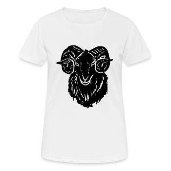 Logo des armoiries du Bélier noir - T-shirt respirant Femme - blanc - Devant - AI Model Female 172 dark (172cm)