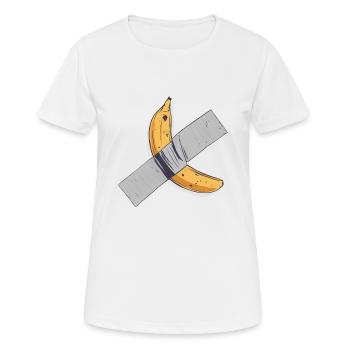 Banane collée avec du ruban adhésif - T-shirt respirant Femme - blanc - Devant - AI Model Female 172 dark (172cm)
