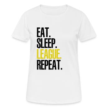 EAT SLEEP LEAGUE REPEAT - Frauen T-Shirt atmungsaktiv - Weiß - Vorne - AI Model Female 172 dark (172cm)