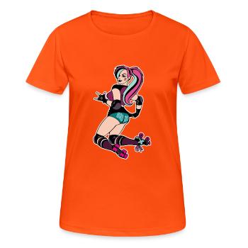 XASTY Badass Roller Derby Mädchen Sport Design - Frauen T-Shirt atmungsaktiv - Neonorange - Vorne - AI Model Female 172 dark (172cm)