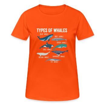 Types Of Whales Cute Ocean Mammals - Frauen T-Shirt atmungsaktiv - Neonorange - Vorne - AI Model Female 172 dark (172cm)