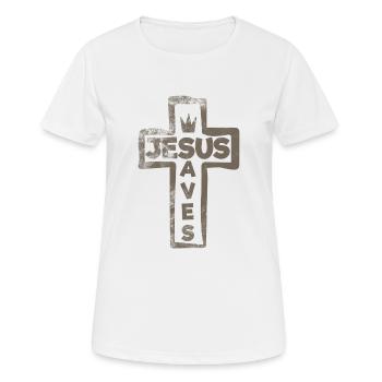Jésus - Jésus sauve - T-shirt respirant Femme - blanc - Devant - AI Model Female 172 dark (172cm)