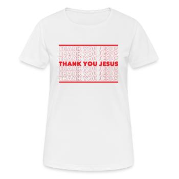 Jésus - Merci Jésus - T-shirt respirant Femme - blanc - Devant - AI Model Female 172 dark (172cm)