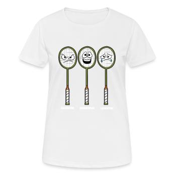 BADMINTON émotions amour haine de tristesse humour - T-shirt respirant Femme - blanc - Devant - AI Model Female 172 dark (172cm)