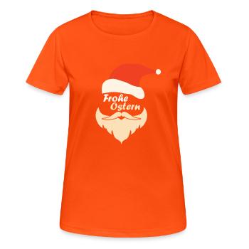 Frohe Ostern I Satire Sarkasmus Weihnachtsmann Ost - Frauen T-Shirt atmungsaktiv - Neonorange - Vorne - AI Model Female 172 dark (172cm)