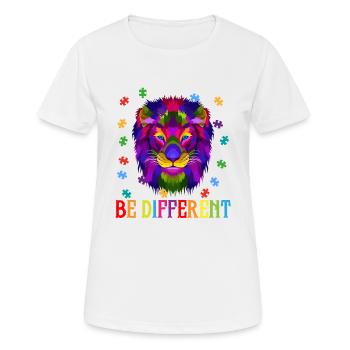 Seien Sie anders - Austism Puzzle ASD Support Lion - Frauen T-Shirt atmungsaktiv - Weiß - Vorne - AI Model Female 172 dark (172cm)
