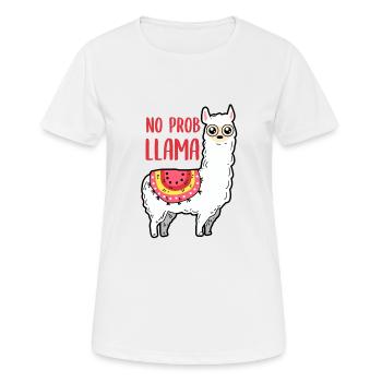 Lama - No Prob Llama - Frauen T-Shirt atmungsaktiv - Weiß - Vorne - AI Model Female 172 dark (172cm)