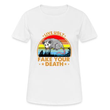 Live Ugly Fake Your Death Vintage Retro Opossum - T-shirt respirant Femme - blanc - Devant - AI Model Female 172 dark (172cm)
