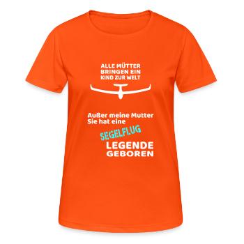 Segelflug Legende Segelflieger Legendär - Frauen T-Shirt atmungsaktiv - Neonorange - Vorne - AI Model Female 172 dark (172cm)