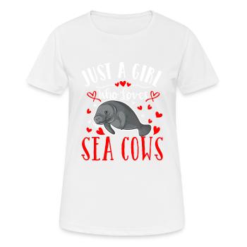 Juste une fille qui aime les vaches de mer - Lamantin drôle - T-shirt respirant Femme - blanc - Devant - AI Model Female 172 dark (172cm)