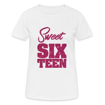 Anniversaire - Sweet 16 seize anniversaire - T-shirt respirant Femme - blanc - Devant - AI Model Female 172 dark (172cm)