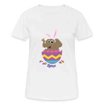 Éléphant de Pâques - Oeuf mignon éclosant le lapin de Pâques - T-shirt respirant Femme - blanc - Devant - AI Model Female 172 dark (172cm)
