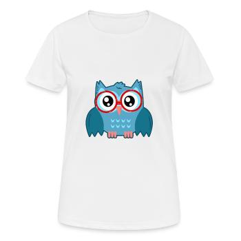 Eule mit Brille - Frauen T-Shirt atmungsaktiv - Weiß - Vorne - AI Model Female 172 dark (172cm)