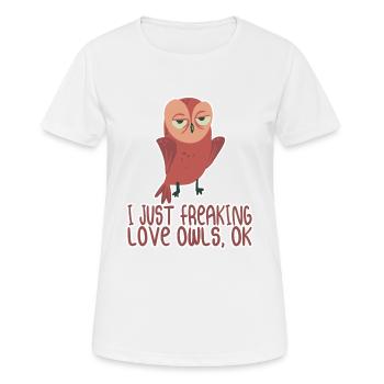 Eule - Ich liebe Eulen - Frauen T-Shirt atmungsaktiv - Weiß - Vorne - AI Model Female 172 dark (172cm)
