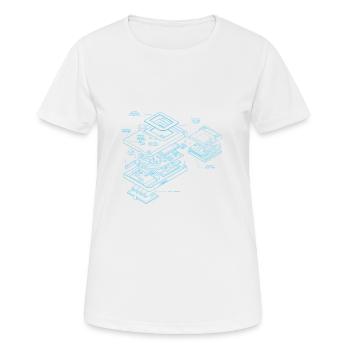 Retro Handheld Blueprint - Retrogaming für's Shirt - Frauen T-Shirt atmungsaktiv - Weiß - Vorne - AI Model Female 172 dark (172cm)