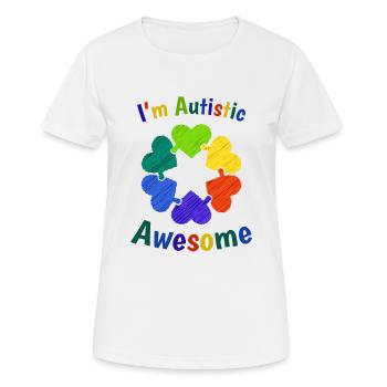 Ich bin autistisch bedeutet, ich bin großartig, bunter Autismus - Frauen T-Shirt atmungsaktiv - Weiß - Vorne - AI Model Female 172 dark (172cm)