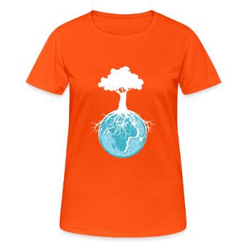 World Tree Roots Environmentalist and nature lover - Women's Breathable T-Shirt - neon orange - Front - AI Model Female 172 dark (172cm)