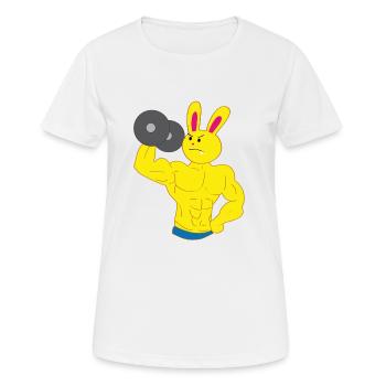 A tooth bunny bodybuilder bicep training barbell - Women's Breathable T-Shirt - white - Front - AI Model Female 172 dark (172cm)