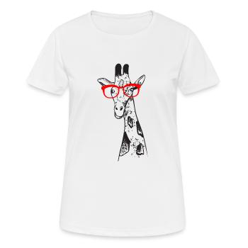 Lustige Giraffe mit Brille T-Shirt Geschenkidee - Frauen T-Shirt atmungsaktiv - Weiß - Vorne - AI Model Female 172 dark (172cm)