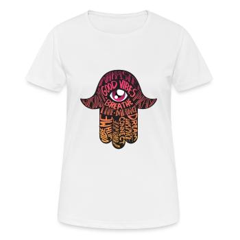 Hand Der Fatima Schutz Böse Augen Hamsa Geschenk - Frauen T-Shirt atmungsaktiv - Weiß - Vorne - AI Model Female 172 dark (172cm)