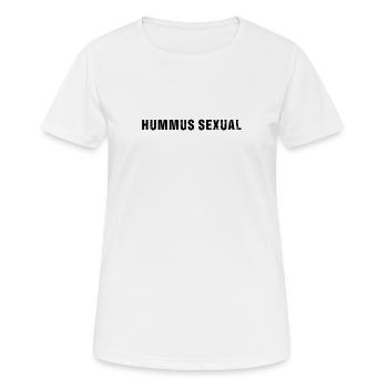 Vegan hummus foodie saying - Women's Breathable T-Shirt - white - Front - AI Model Female 172 dark (172cm)