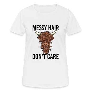 Messy Hair Don't Care Gesichtsmaske - Frauen T-Shirt atmungsaktiv - Weiß - Vorne - AI Model Female 172 dark (172cm)