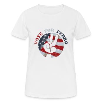 Vote for Pedro USA - Frauen T-Shirt atmungsaktiv - Weiß - Vorne - AI Model Female 172 dark (172cm)