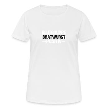 Blood type sausage positive. Grilling. - Women's Breathable T-Shirt - white - Front - AI Model Female 172 dark (172cm)