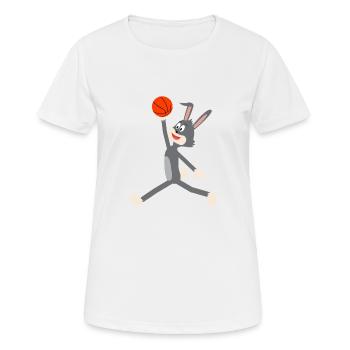 Toon Hase Basketball Fliegen in der Luft Dunking - Frauen T-Shirt atmungsaktiv - Weiß - Vorne - AI Model Female 172 dark (172cm)