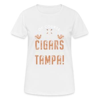 Natürlich liebe ich Zigarren Ich komme aus Tampa, Ybor - Frauen T-Shirt atmungsaktiv - Weiß - Vorne - AI Model Female 172 dark (172cm)